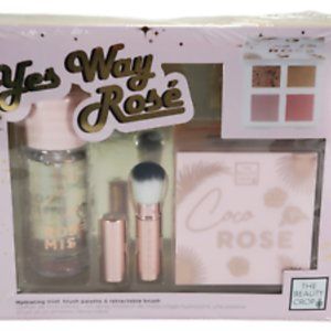 The Beauty Crop 3 Piece Yes Way Rose Set Blush Palette Hydrating Mist Brush New